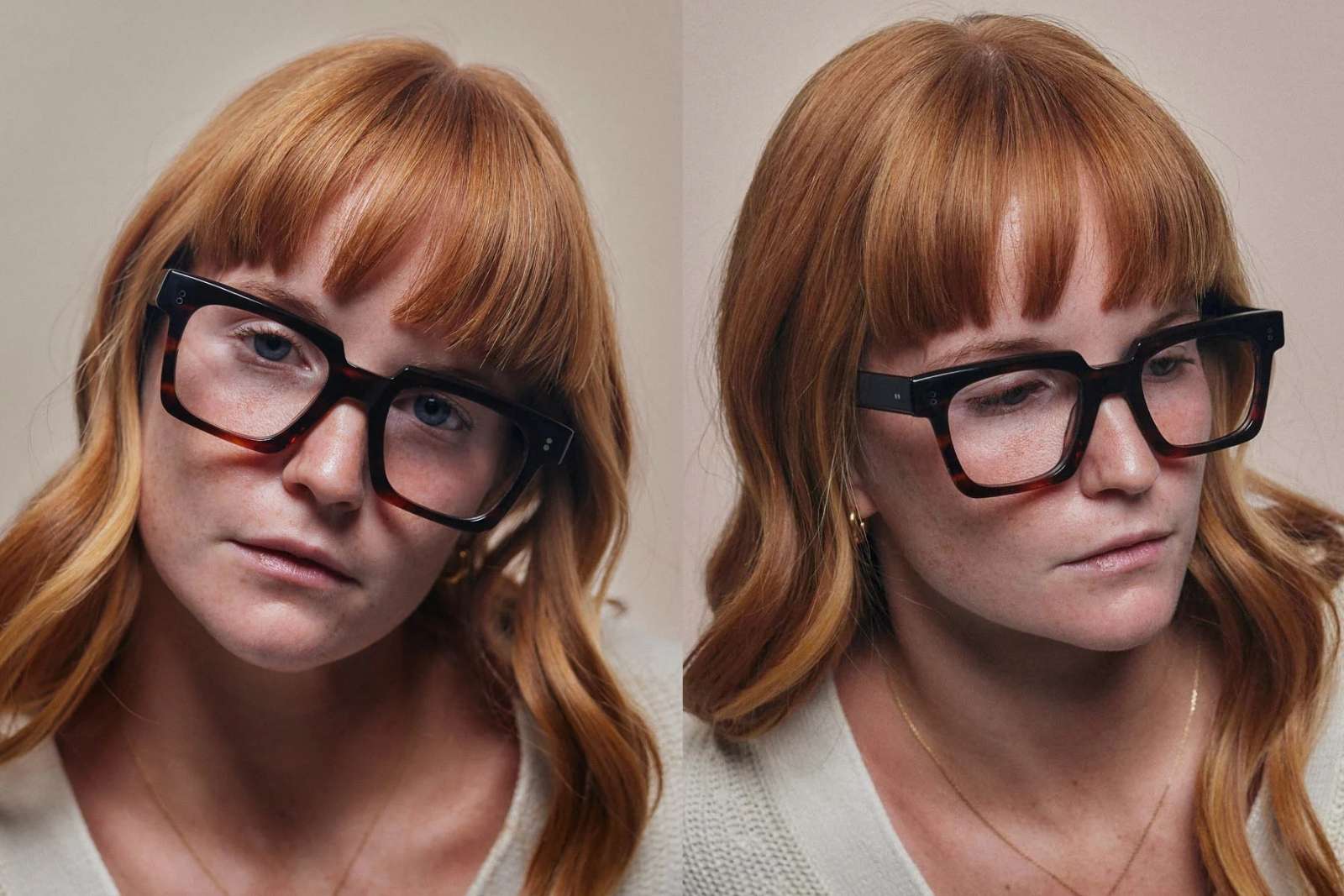 Johann Wolff Anna Eyeglasses in Dark Havana on Model